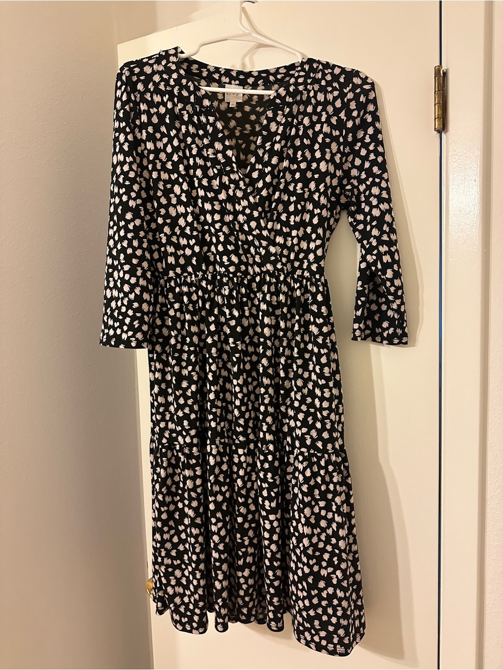 Kaileigh Black Dress with Light Pink Abstract Floral Print
